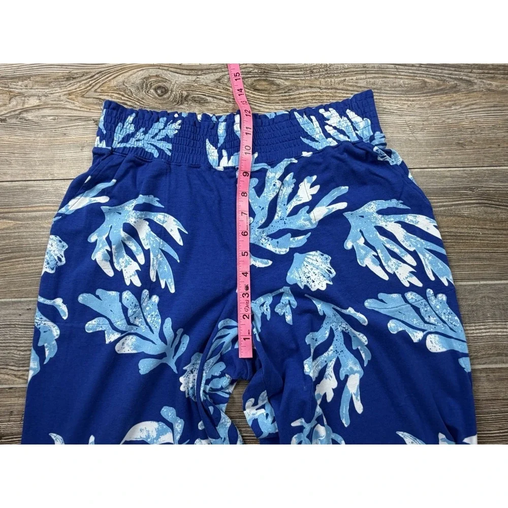 D&Co. BEACH Pants Women S Blue Tropical Floral Boho Beachy Coastal Summer Lounge